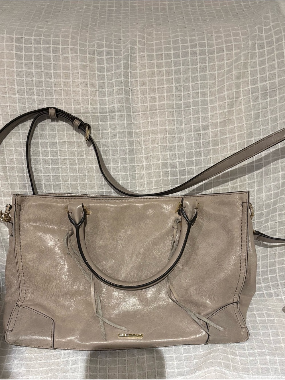Rebecca Minkoff Taupe Leather Tote with Removable Crossbody Strap